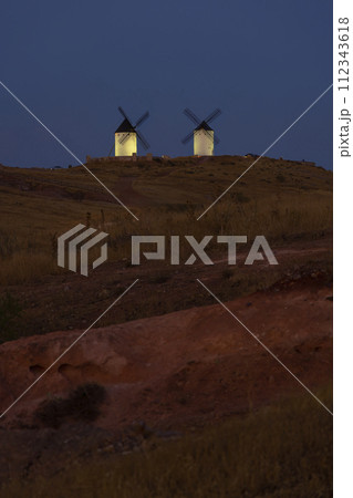 Windmills near Alcazar de San Juan, Toledo, Castilla La Mancha, Spain Windmills near Alcazar de San Juan, Toledo, Castilla La Mancha, Spain 112343618
