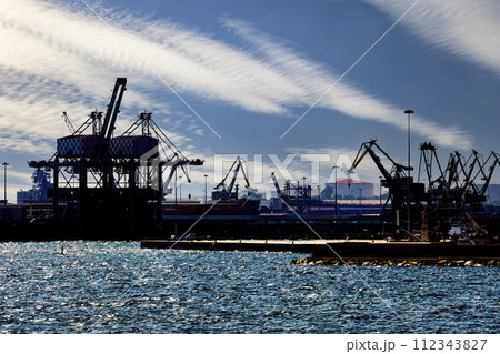 Port and industrial zone in Taranto, Apulia, Italy Port and industrial zone in Taranto, Apulia, Italy 112343827
