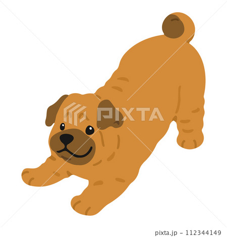 遊びに誘うシンプルで可愛いシャーペイのイラスト　主線なし 112344149