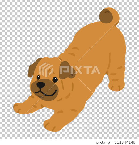 遊びに誘うシンプルで可愛いシャーペイのイラスト　主線なし 112344149