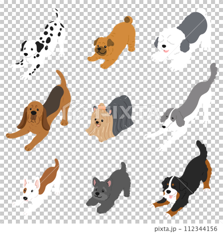 Simple and cute dog illustration set that invites you to play F No main line 112344156