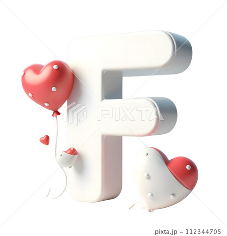 3D letter F with heart  112344705