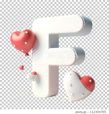 3D letter F with heart  112344705