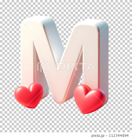 3D letter M with red heart  112344894