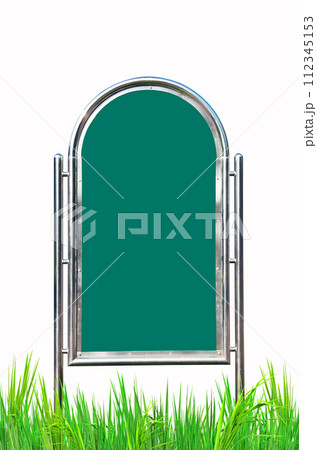 large blank billboard on a grass isolated on white 112345153
