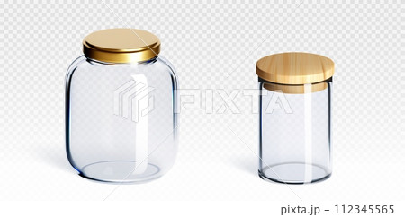 Glass transparent low and high jar mockup 112345565