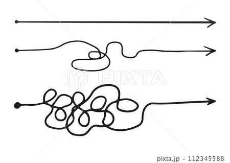 Line mind process complicated and easy ways, difficult and simple process doodle style isolated on whie background. Line mind process complicated and easy ways, difficult and simple process doodle style isolated on whie background. 112345588