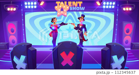 Talent show scene with magician performers Talent show scene with magician performers 112345637