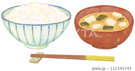 ご飯と味噌汁のイラスト ご飯と味噌汁のイラスト 112345743