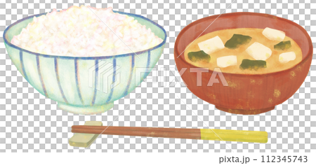 ご飯と味噌汁のイラスト ご飯と味噌汁のイラスト 112345743
