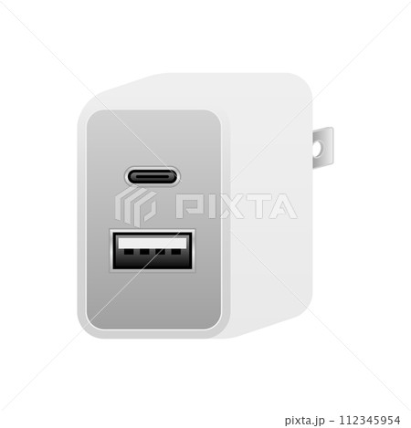 白いUSB充電器_USBType-C 1ポート&USBタイプA 2.0 1ポート 112345954