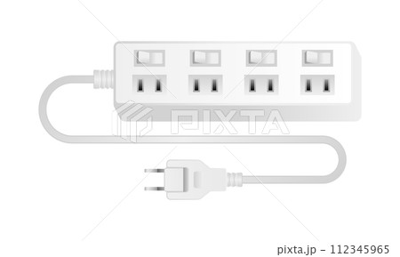 白い電源アダプタ _4口差込口 112345965