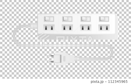 白い電源アダプタ _4口差込口 112345965