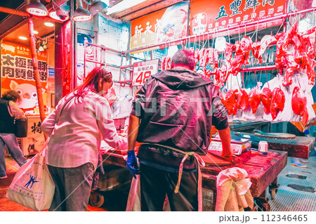Outdoor butcher shop on wan chai. hk Feb 23 2024 Outdoor butcher shop on wan chai. hk Feb 23 2024 112346465