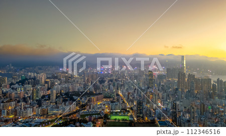 Hong Kong Cityscape at twilight, from Beacon Hill Jan 20 2024 Hong Kong Cityscape at twilight, from Beacon Hill Jan 20 2024 112346516