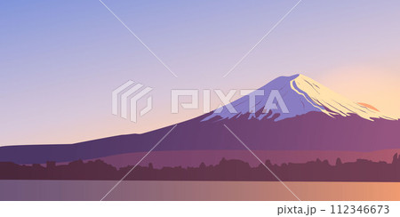 Panoramic evening view of mount Fuji Panoramic evening view of mount Fuji 112346673