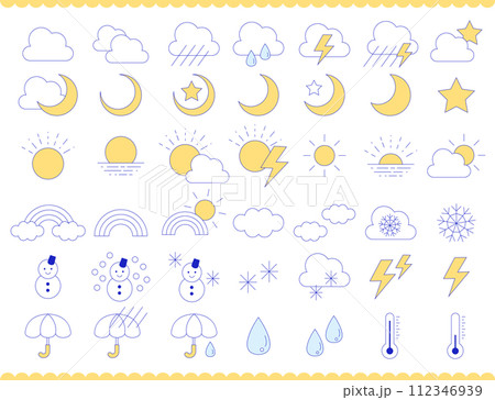 シンプルお天気アイコンセット02 WEATHER ICON SETのイラスト素材 [112346939] - PIXTA