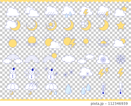 シンプルお天気アイコンセット02 WEATHER ICON SETのイラスト素材 [112346939] - PIXTA