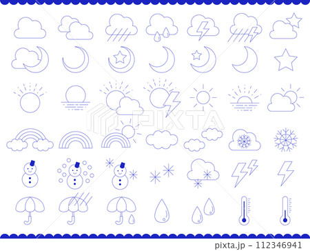シンプルお天気アイコンセット03 WEATHER ICON SET シンプルお天気アイコンセット03 WEATHER ICON SET 112346941