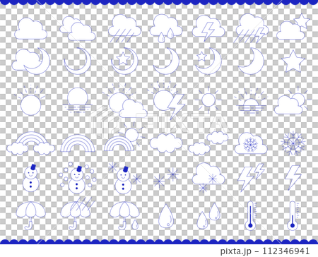 シンプルお天気アイコンセット03 WEATHER ICON SET シンプルお天気アイコンセット03 WEATHER ICON SET 112346941