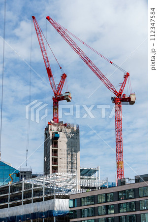 Skyscrapers under construction in downtown 112347584