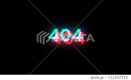 3D rendering error 404 text with screen effects of technological glitches 112347755