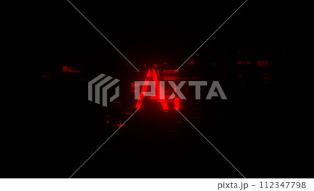 3D rendering AI text with screen effects of technological glitches 112347798