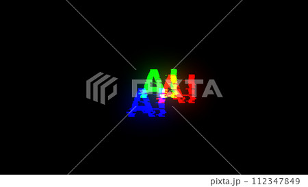 3D rendering AI text with screen effects of technological glitches 112347849