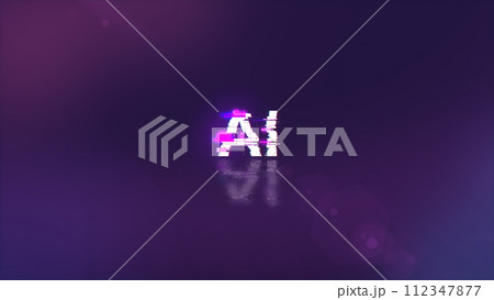 3D rendering AI text with screen effects of technological glitches 3D rendering AI text with screen effects of technological glitches 112347877