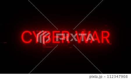 3D rendering cyber war text with screen effects of technological glitches 3D rendering cyber war text with screen effects of technological glitches 112347908
