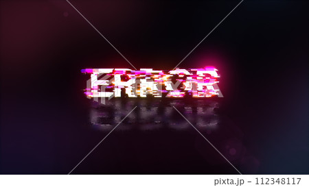 3D rendering error text with screen effects of technological glitches 112348117