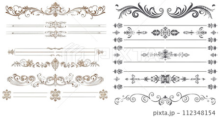 Divider thin line element set. Vintage ornament Divider thin line element set. Vintage ornament 112348154
