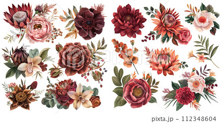 Set of watercolour roses 112348604