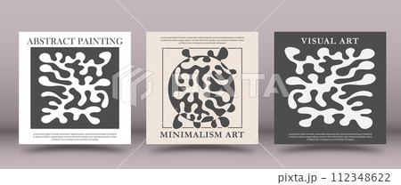 A set of paintings of abstract fine art. A minimalist design layout for interior creativity, banners, posters and creative ideas. Artistic illustration of wall paintings and prints A set of paintings of abstract fine art. A minimalist design layout for interior creativity, banners, posters and creative ideas. Artistic illustration of wall paintings and prints 112348622