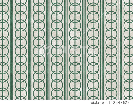 和柄曲輪繋ぎ　和紙素材_緑 112348628