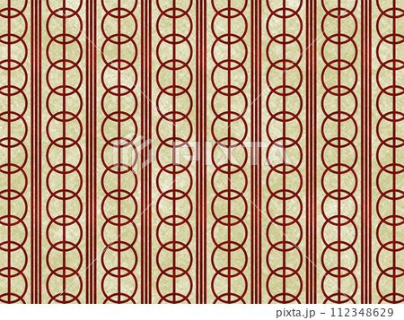 和柄曲輪繋ぎ　和紙素材_赤 112348629