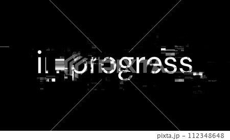 3D rendering in progress text with screen effects of technological glitches 3D rendering in progress text with screen effects of technological glitches 112348648