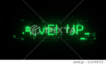3D rendering level up text with screen effects of technological glitches 3D rendering level up text with screen effects of technological glitches 112348723
