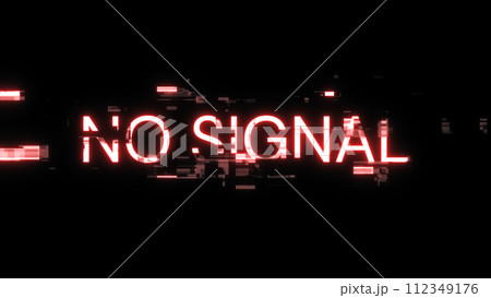 3D rendering no signal text with screen effects of technological glitches 112349176