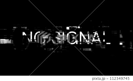 3D rendering no signal text with screen effects...のイラスト素材 [112349745