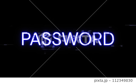 3D rendering password text with screen effects of technological glitches 3D rendering password text with screen effects of technological glitches 112349830