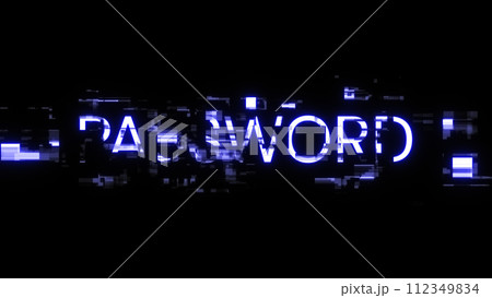 3D rendering password text with screen effects of technological glitches 3D rendering password text with screen effects of technological glitches 112349834
