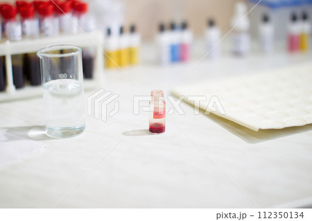 Blood test.Medical jar with blood 112350134