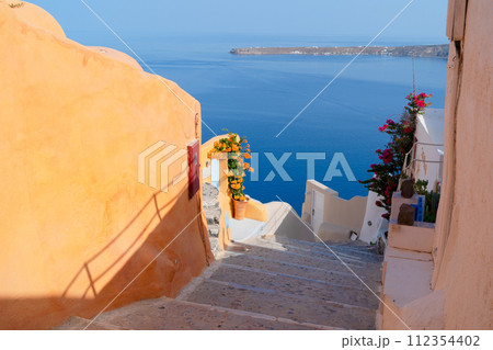 beautiful details of Santorini island, Greece 112354402