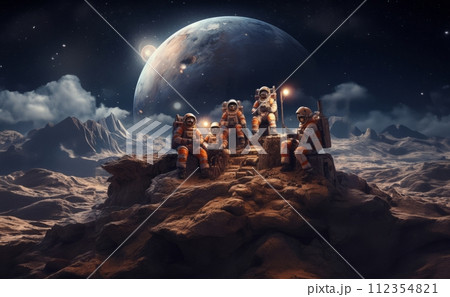 AI-generated Content. Astronauts Explore The...のイラスト素材 [112354821] - PIXTA