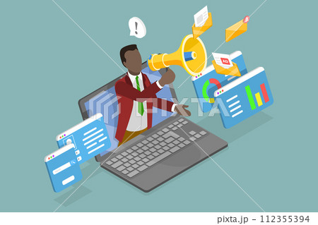 3D Isometric Flat Vector Illustration of Public Relations Service 112355394