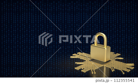 The gold logic and lock for it security or technology  concept 3d rendering. 112355541