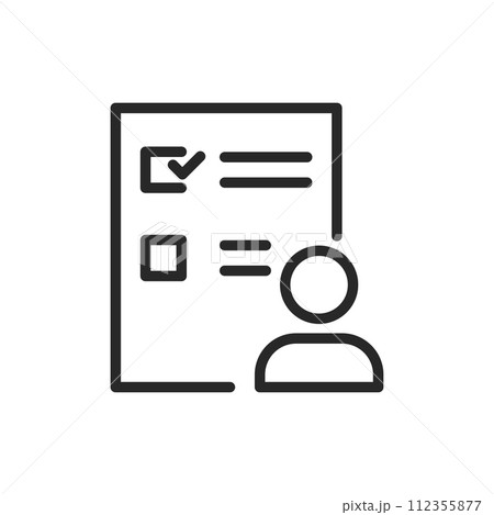 Voter Ballot Paper Icon with Candidate Profile, Election Selection Vector. Thin Line Symbol for Democratic Choice and Political Participation in Polls 112355877