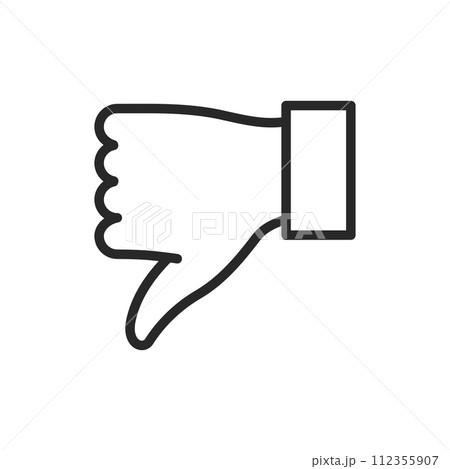 Thumbs Down Icon for Negative Feedback and Disapproval. Minimalist Outline Vector Sign Perfect for Ratings, Reviews, and Social Media Interaction 112355907