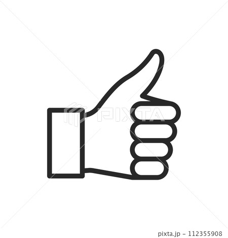 Thumbs Up Icon for Positive Feedback and Approval. Simple Outline Vector Design Ideal for Social Media, Ratings, and Endorsements Thumbs Up Icon for Positive Feedback and Approval. Simple Outline Vector Design Ideal for Social Media, Ratings, and Endorsements 112355908